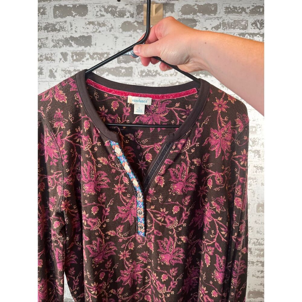 Sundance | women Henley button down long sleeve floral top